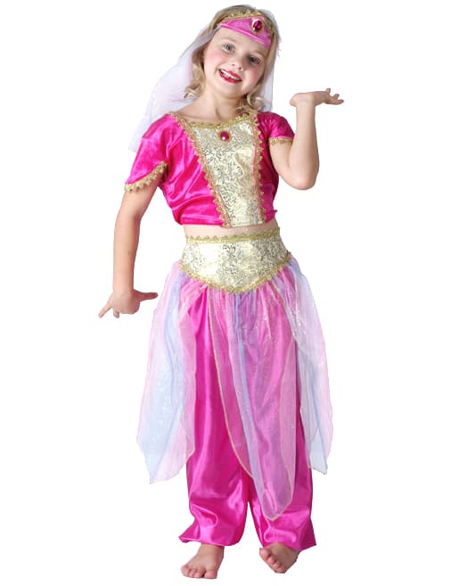 Jentes rosa orientalske danserkostyme L 10-12 years (130-140 cm)