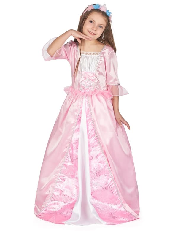 Jenteprinsessekostyme med blomsterkrone M 7-9 years (120-130 cm)