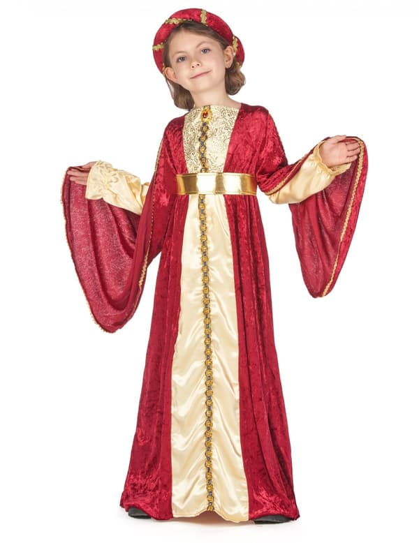 Middelaldersk dronning pike kostyme M 7-9 years (120-130 cm)