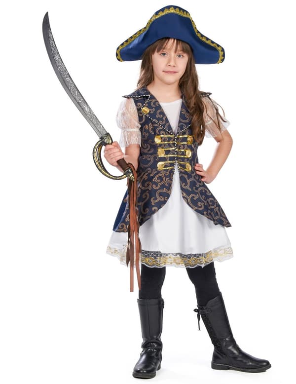 Mørkeblåt piratkostume piger