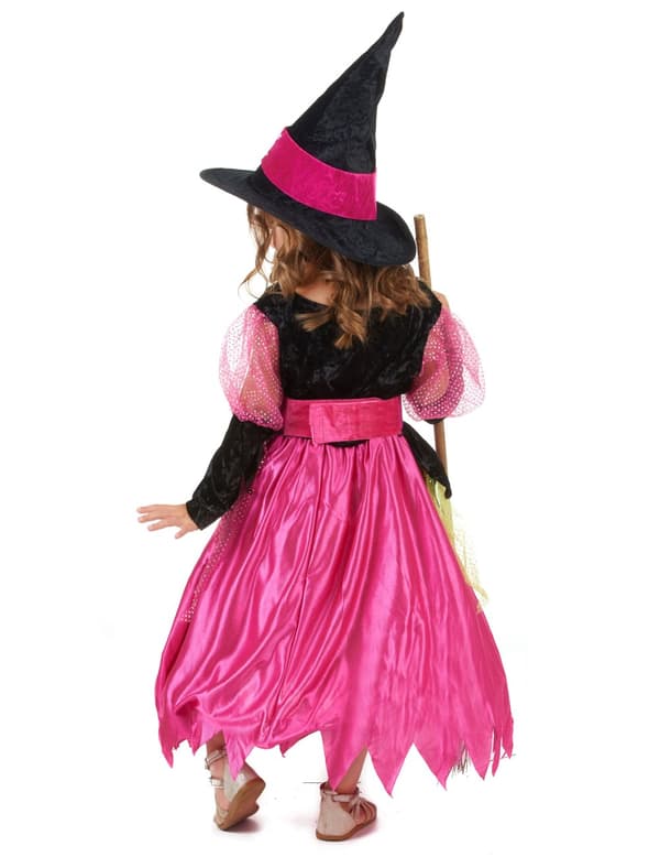 Halloween jente heks rosa kostyme