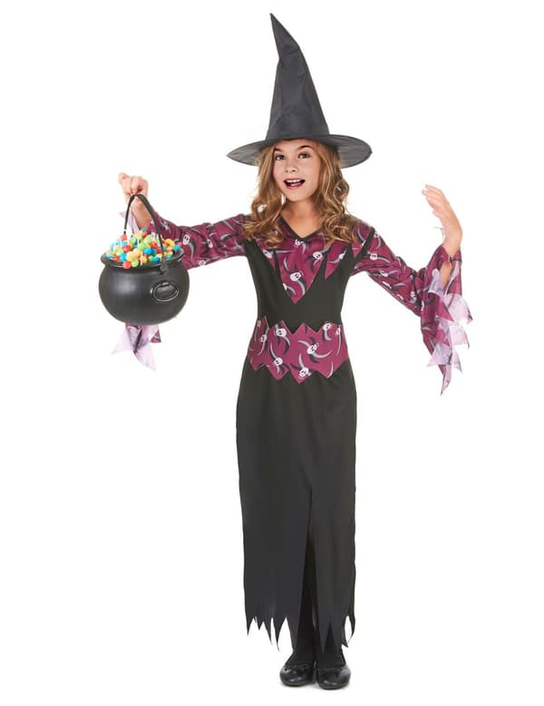 Halloween jente hekse kostyme med hatt
