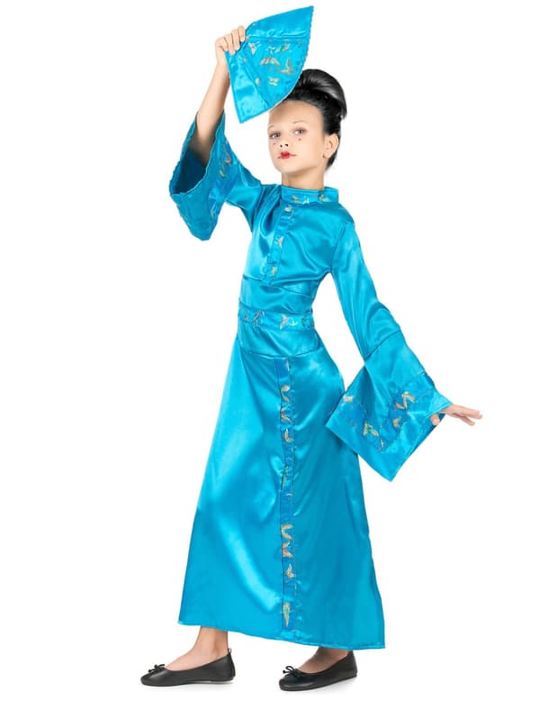 Jentes blå kinesiske kostyme. Size-3-5 years (110cm)