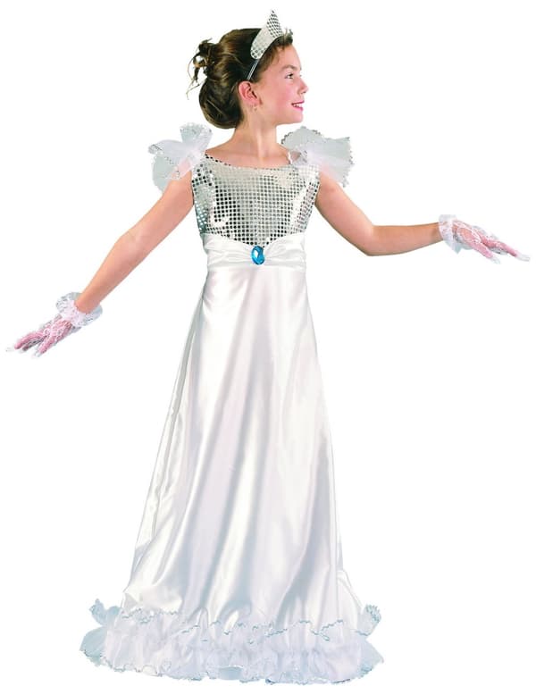 Hvit prinsessekostyme for jenter M 7-9 years (120-130 cm)