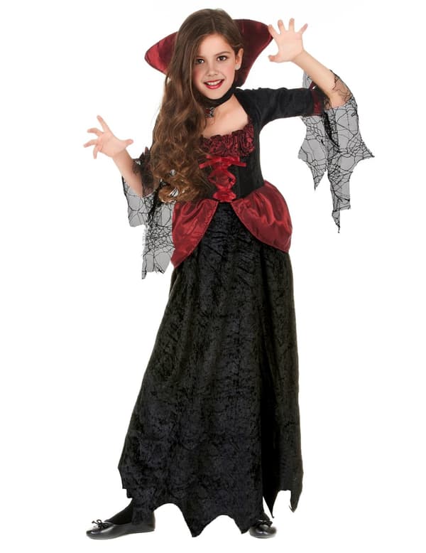 Vampyrklänning med lång kjol - Halloweenkostymer för barn L 10-12 years (130-140 cm)