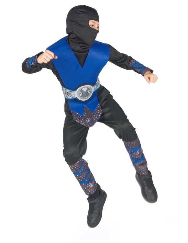 Guttens blå og grå ninjakostyme
