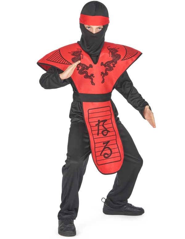 Kostume ninja drage rød til drenge