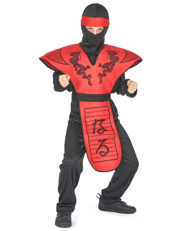 Kostume ninja drage rød til drenge