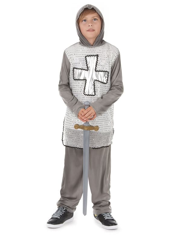 Guttens grå ridderkostyme L 10-12 years (130-140 cm)