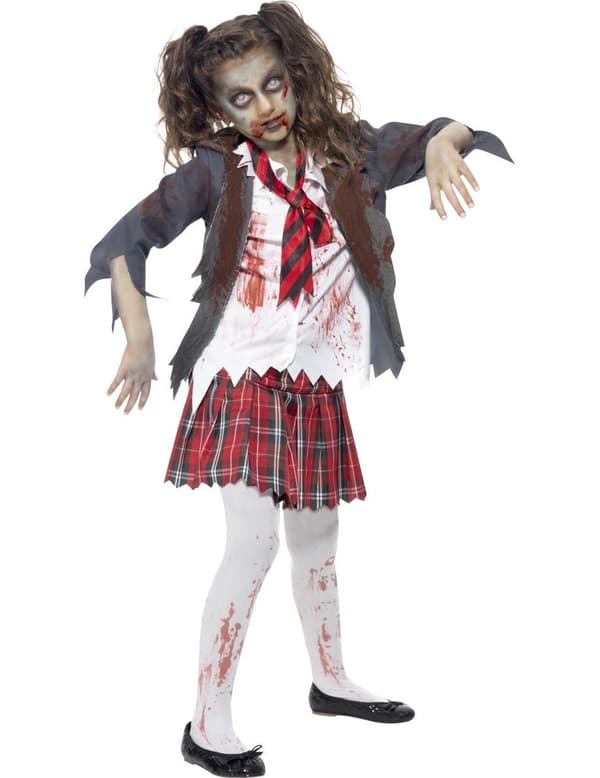 Halloween zombie-skolepige kostume til piger 13-15 years (152/163 cm)