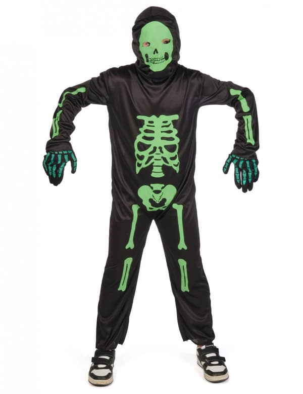 Grønt skeletkostume barn