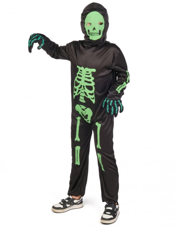 Grønt skeletkostume barn