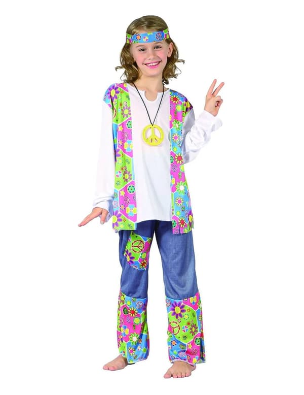 Hippiekostyme med frynsete jenter M 7-9 years (120-130 cm)