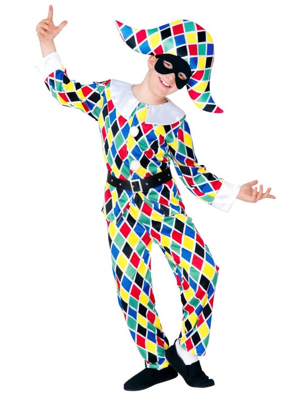 Barnas flerfarget harlekinkostyme 11-13 years (158 cm)