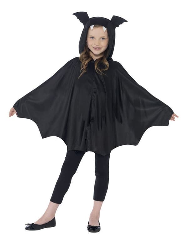 Kostume poncho flagermus sort til børn
