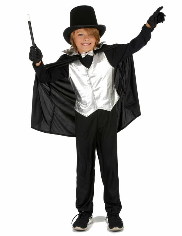 Guttedrakt for tryllekunstner i sølv 10 - 12 years (L)