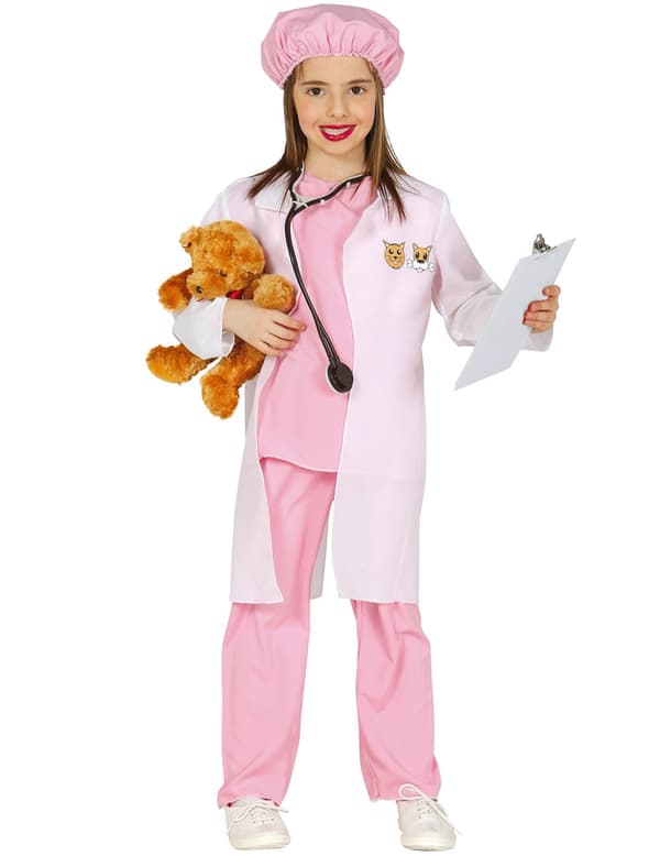 Jentes rosa veterinærkostyme