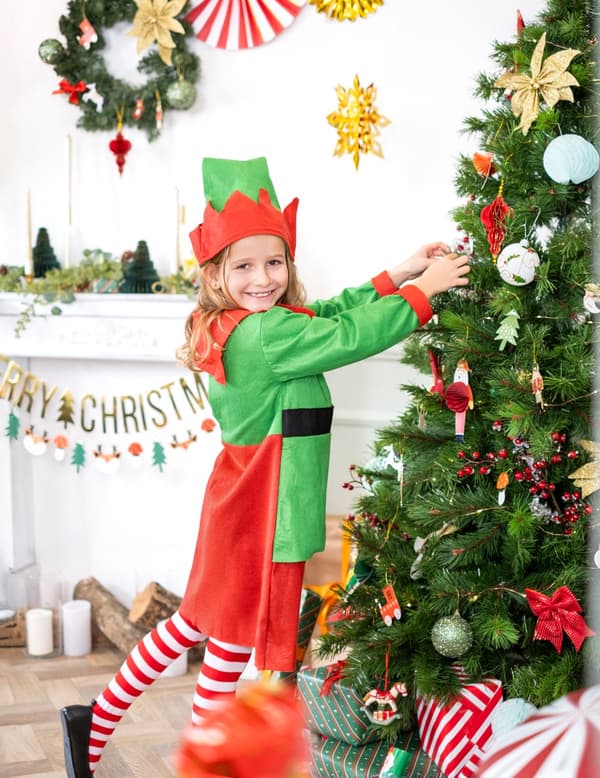 Jenter Jule Elf Dress Kostyme