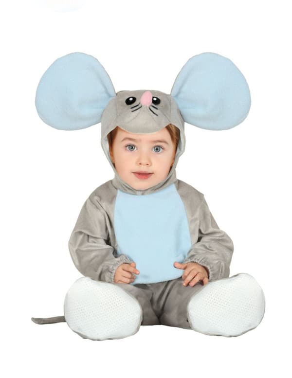 Baby grå mus hette jumpsuit kostyme. Size-18 to 24 months