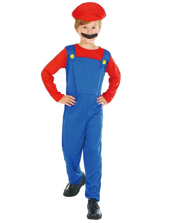Guttens røde og blå rørleggerkostyme S 4-6 years (110-120 cm)