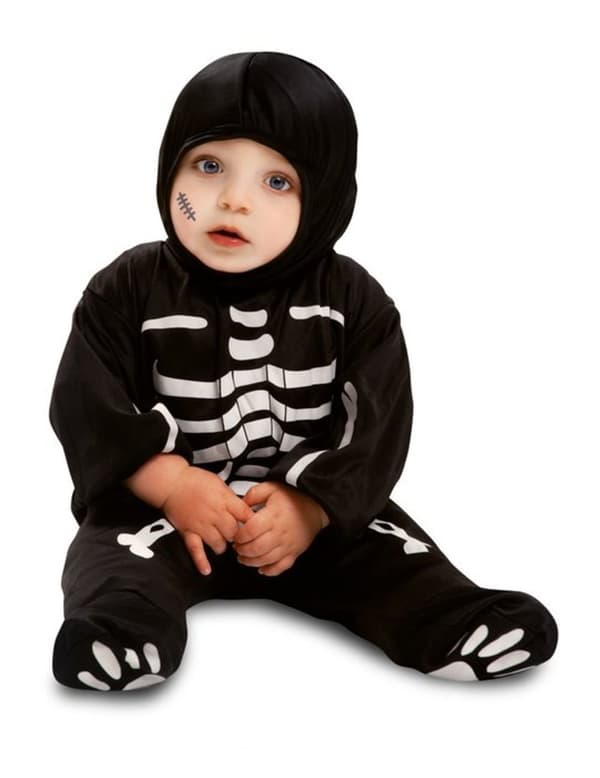 Skelet dragt sort til baby