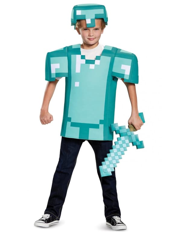 Minecraft™ diamantrustning barndräkt 10 - 12 years (137 - 149 cm)