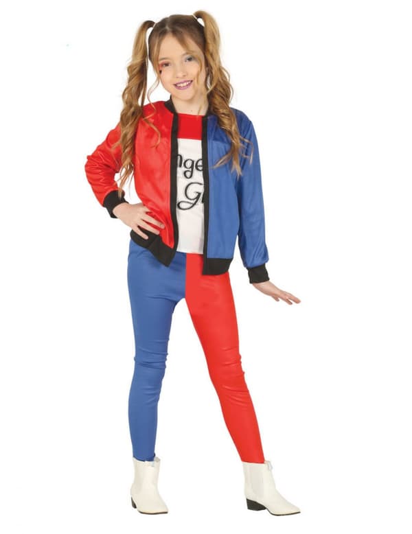 Jentes røde og blå harlekinkostyme 7-9 years (125-135 cm)