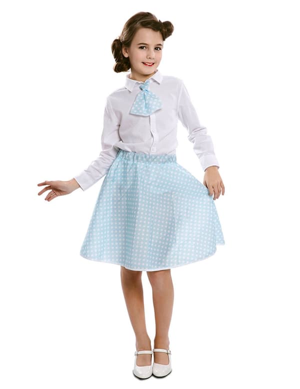 Sininen pin-up hame sekä kravatti tytölle