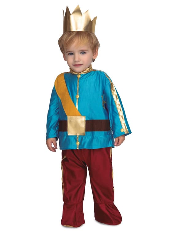 Prins kostume med krone blå - baby. Size-7 - 12 months (74 - 80 cm)