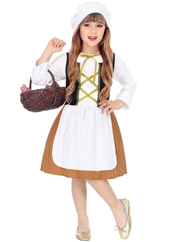 Jentes middelalderske tjenerkostyme 5-7 years (128 cm)