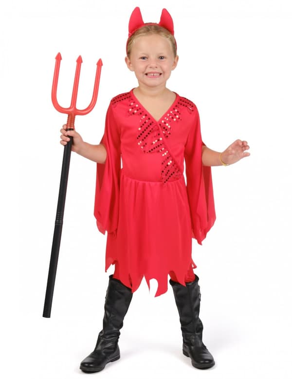 Jentes røde djevel-kostyme 5 to 6 years (110-116 cm)