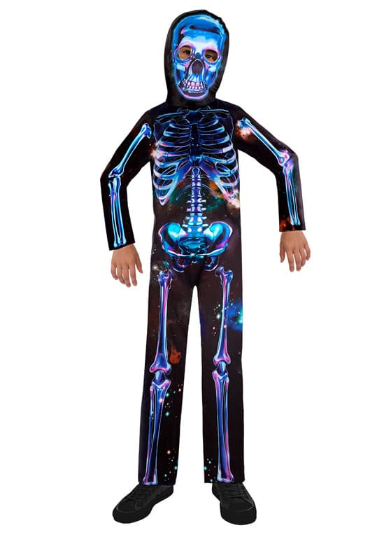 Neonfärgad skelettdräkt av återanvänt material barn 8-10 years (128-134 cm)