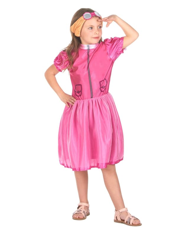 Tytön vaaleanpunainen lentäjäkoiran puku M 7-9 years (120-130 cm)