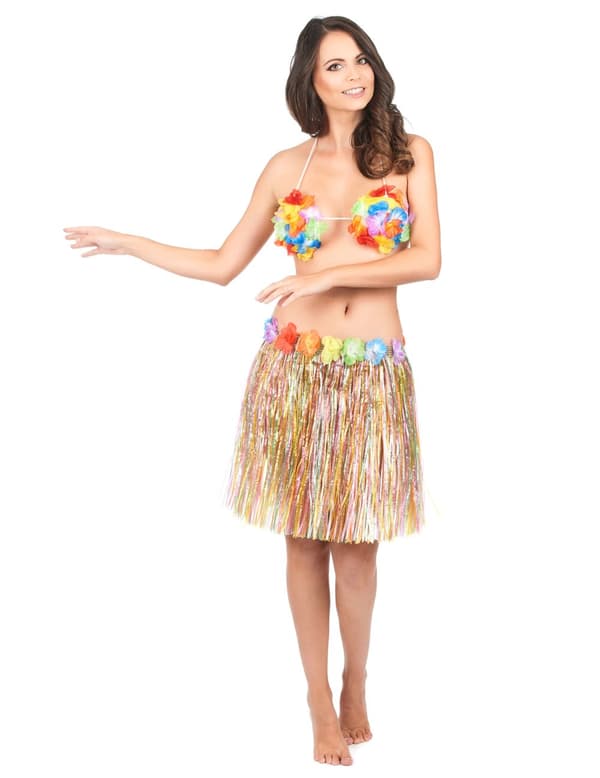 Flerfarget hawaiiskjørt for voksne. Size-One size