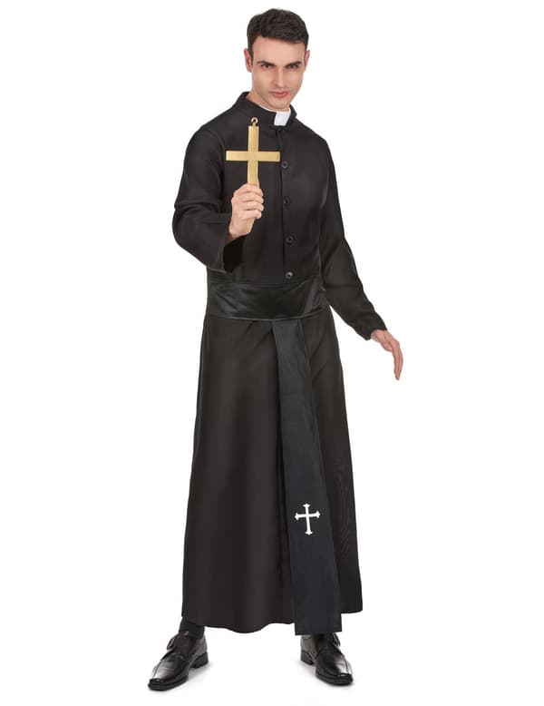 Sort præstekostume til mænd
