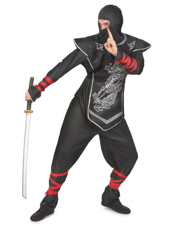 Hopeanvärinen lohikäärme-ninja-asu miehille. Size-One Size (42)