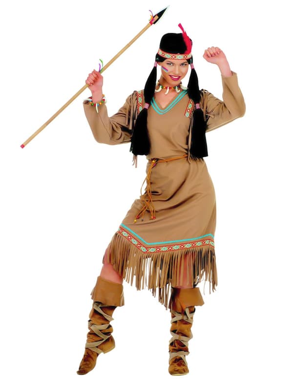 Indianerkostyme med lange ermer for kvinner