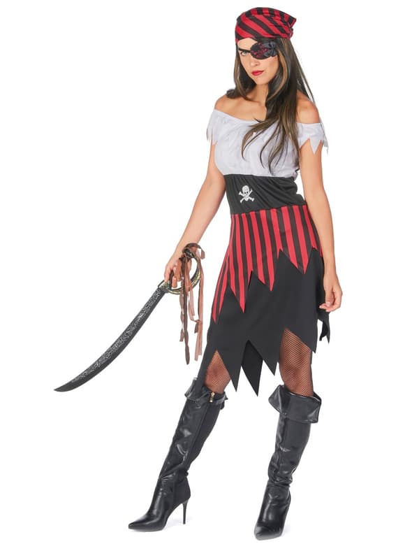Piratkostyme med hakk for kvinner