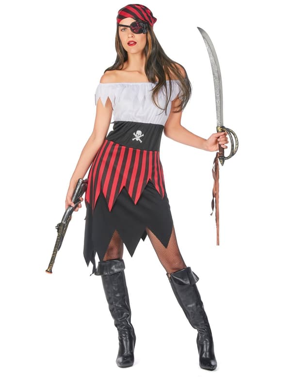 Piratkostyme med hakk for kvinner