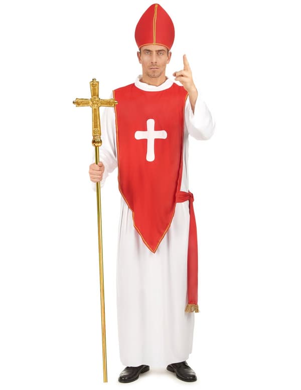 Rød og hvit kardinal kostyme for menn. Size-One Size (42)
