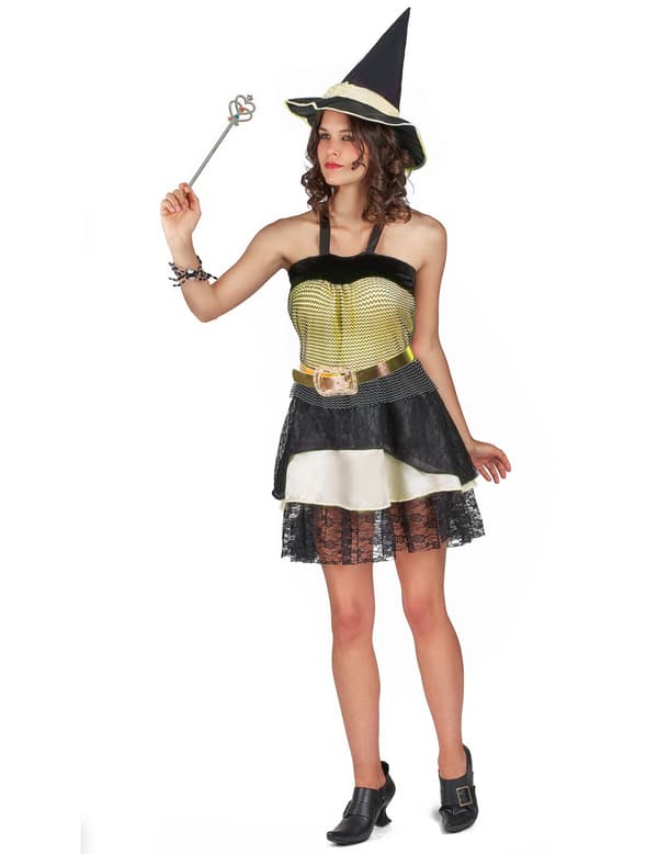 Halloween-heksekostyme i gull. Size-One size