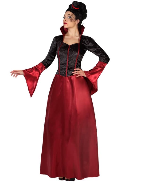 Rød og sort vampyrdragt voksen Halloween XL
