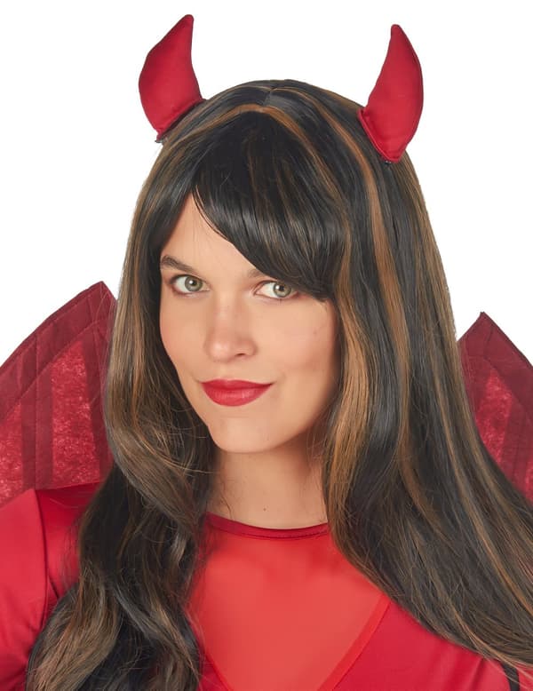 Rød og svart hun-djevel-kostyme til Halloween for kvinner