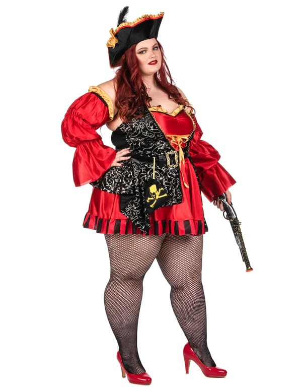 Rød piratkostyme for kvinner - Premium