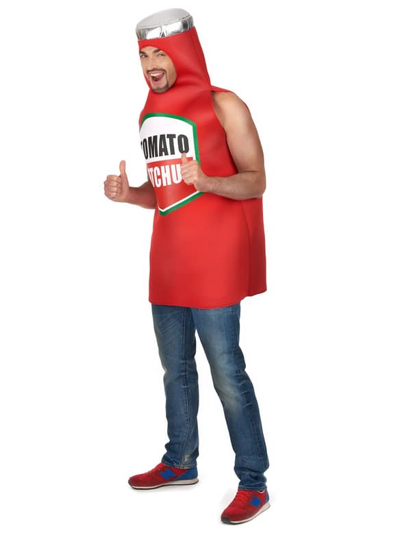 Rød ketchupflaskekostume til voksne. Size-One size