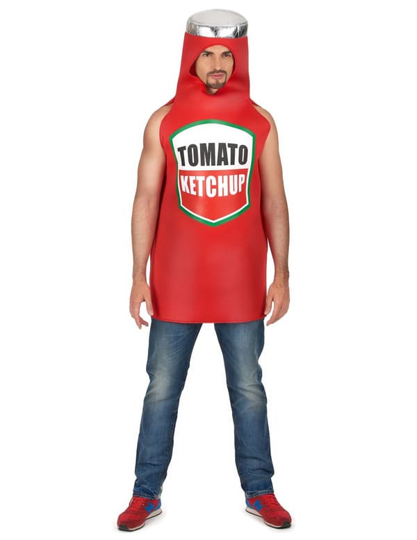 Rød ketchupflaskekostume til voksne. Size-One size