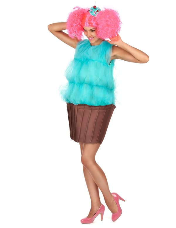 En kvinnes turkise cupcake-kostyme. Size-One size