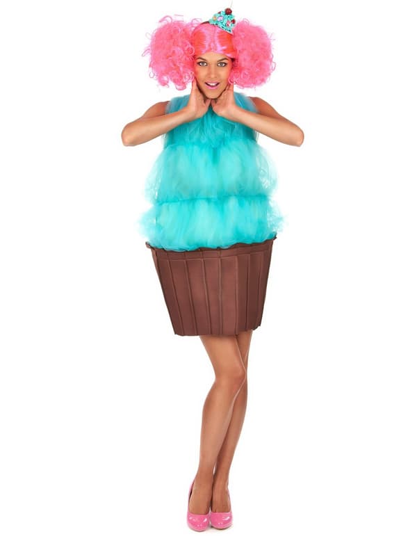 En kvinnes turkise cupcake-kostyme. Size-One size