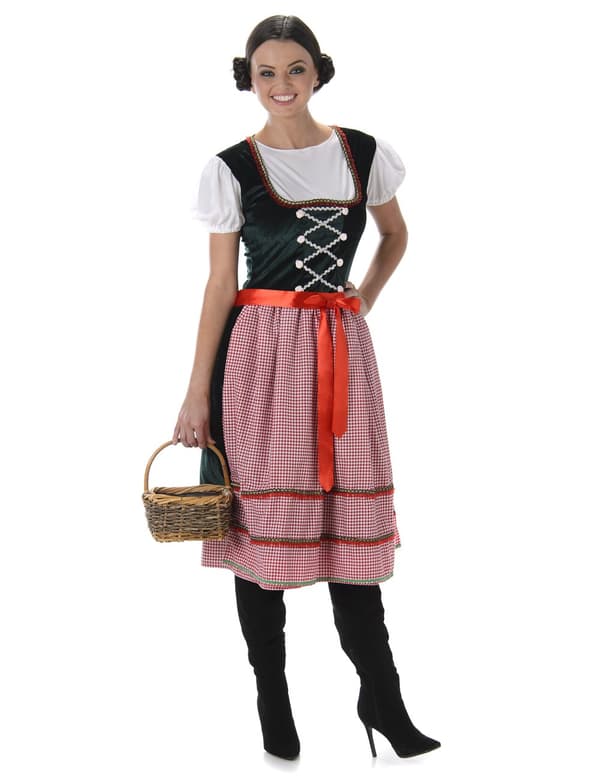 Bavarian kvinne lang kjole kostyme