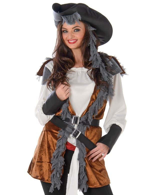Piratkostyme med vest for kvinner